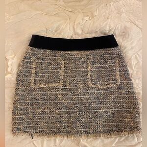 J. Crew Tweed MultiColor Bouclè Mini Skirt with Grossgrain Waistband Size 10